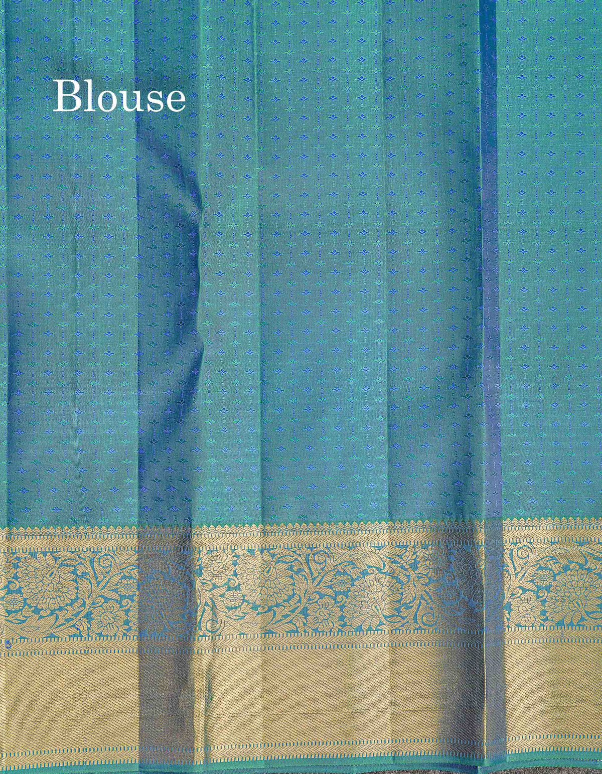 Bridal Pure Kanjivaram Silk Saree - Dual Tone Peacock Blue Colour Body With Traditional Border