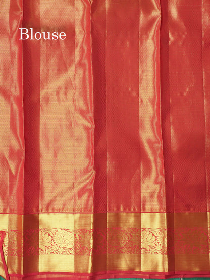 Maroon Tissue Bridal Pure Kanjivaram Silk Saree With Self Border