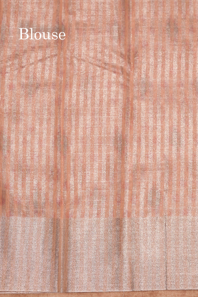 Baby Pink Colour Tissue Kota Cotton Printed Saree With Tissue Border