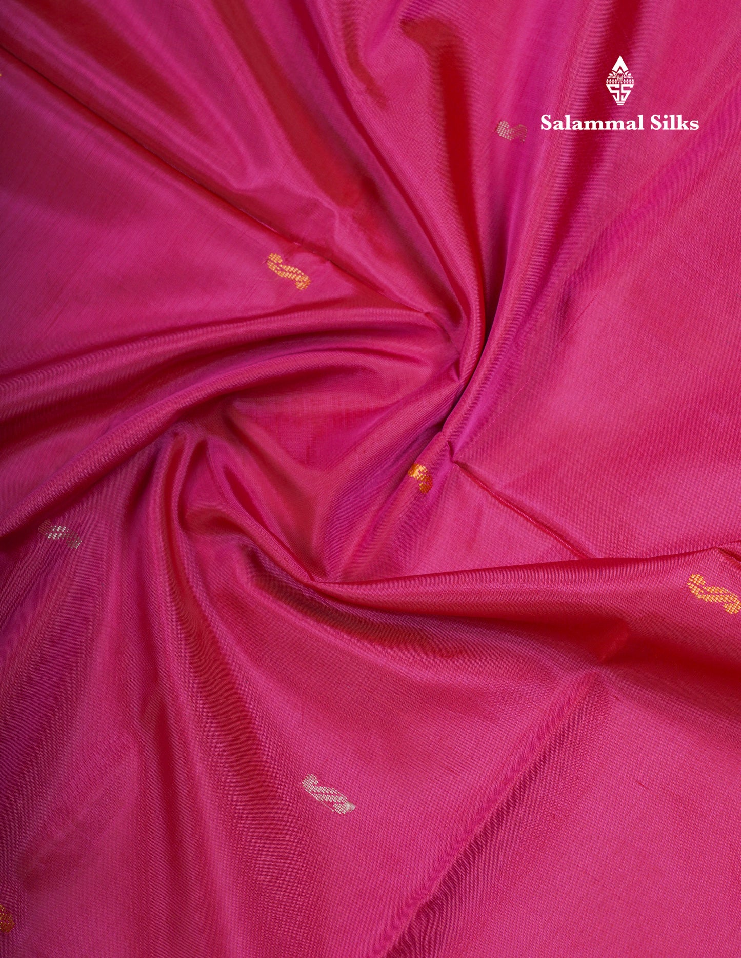 Rani Pink Thread work Buttas Banana Pinth Saree (Vaazhainaar Pattu) With Contrast Onion Pink Blouse