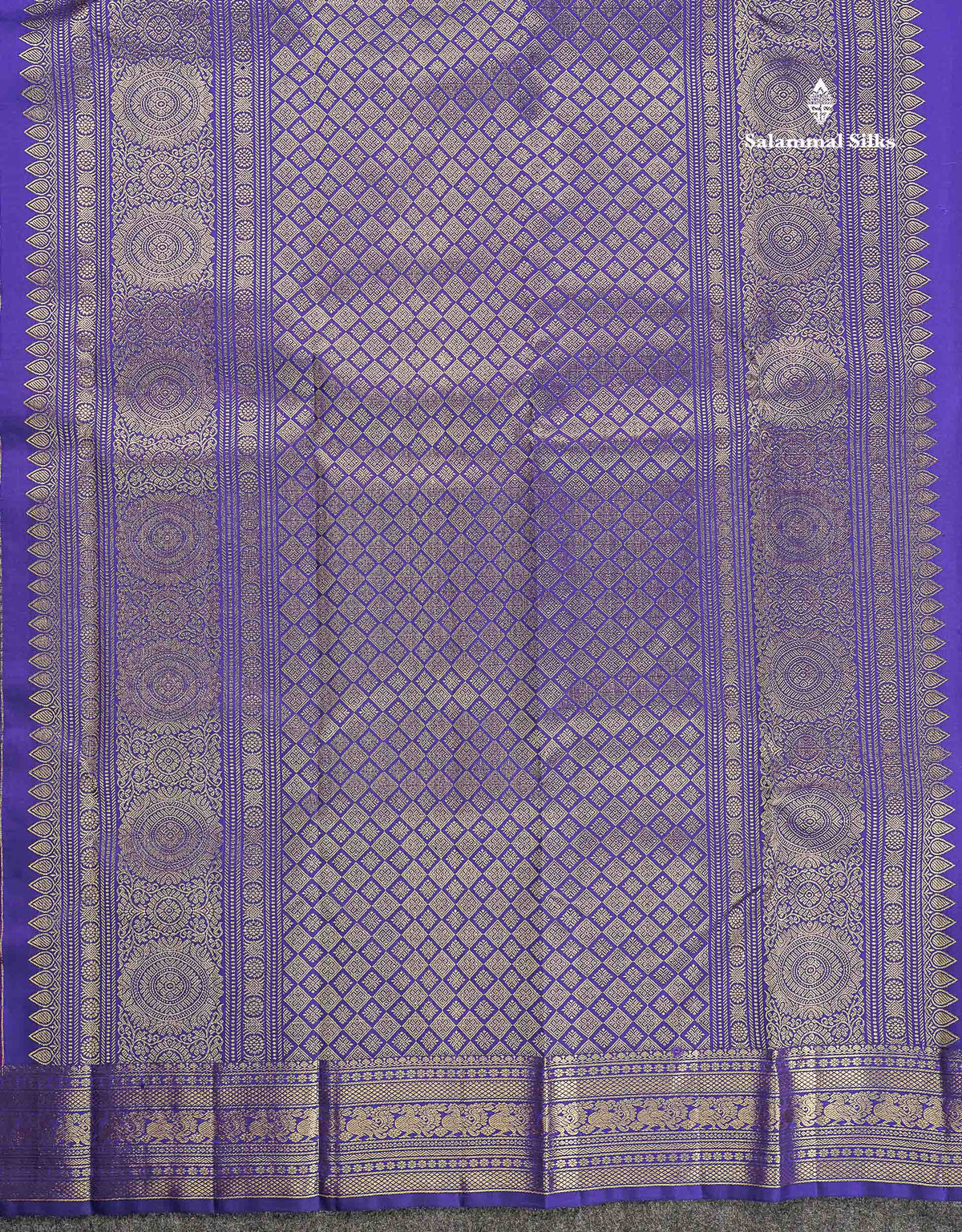 Pure Kanjivaram Silk Saree - Dual Tone Purple Colour Body Zari Butta & Contrast Violet Traditional Border