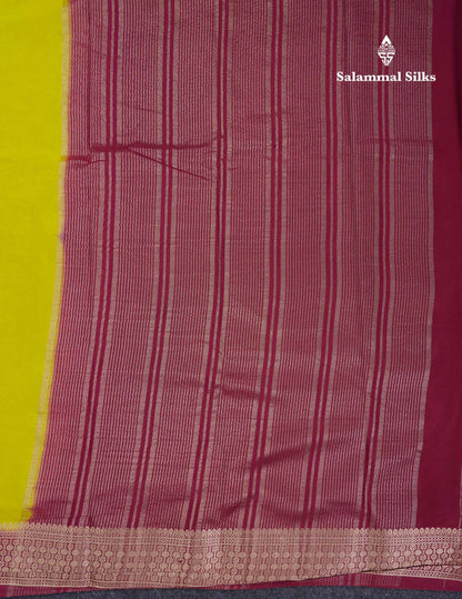 Beautiful Cream Sandal Plain Semi Mysore Silk Saree With Contrast Dark Maroon Traditional Border