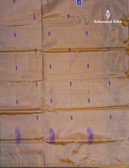 Light Lavender Thread work Buttas Banana Pinth Saree (Vaazhainaar Pattu) With Contrast Sandal Blouse