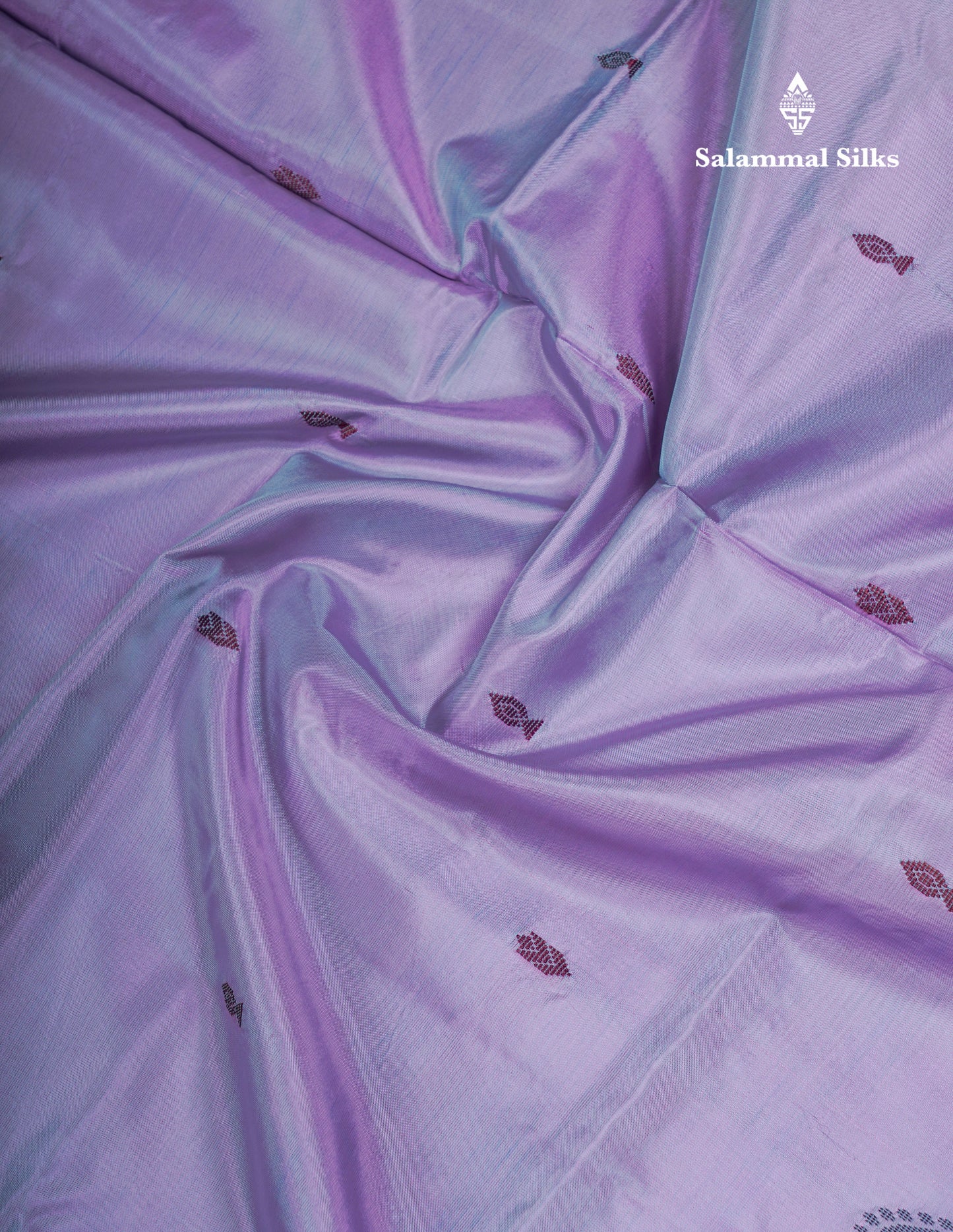Light Lavender Thread work Buttas Banana Pinth Saree (Vaazhainaar Pattu) With Contrast Sandal Blouse