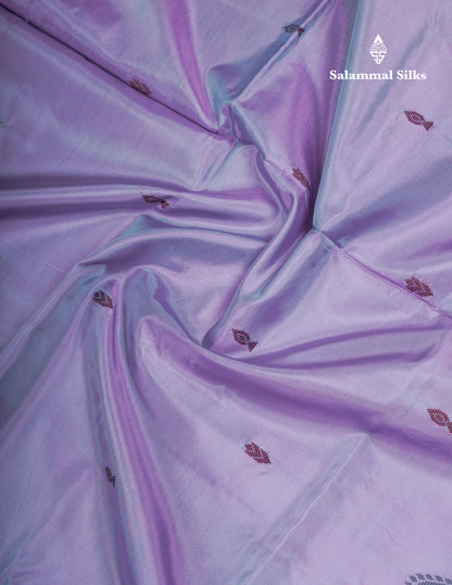Light Lavender Thread work Buttas Banana Pinth Saree (Vaazhainaar Pattu) With Contrast Sandal Blouse