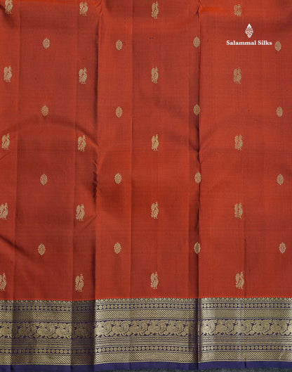 Pure Kanjivaram Silk Saree - Dual Tone Purple Colour Body Zari Butta & Contrast Violet Traditional Border