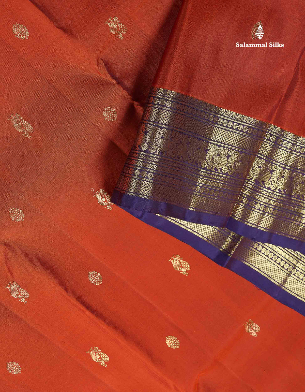 Pure Kanjivaram Silk Saree - Dual Tone Purple Colour Body Zari Butta & Contrast Violet Traditional Border