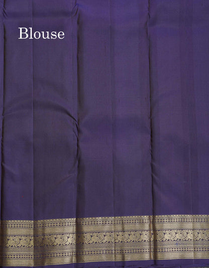 Pure Kanjivaram Silk Saree - Dual Tone Purple Colour Body Zari Butta & Contrast Violet Traditional Border