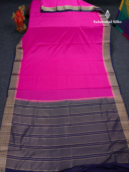 Beautiful Cream Sandal Plain Semi Mysore Silk Saree With Contrast Dark Maroon Traditional Border