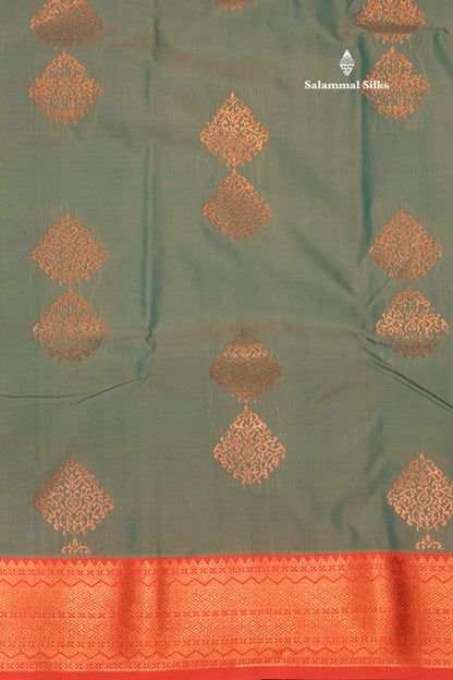 Pastel Blue Colour Semi Silk Saree With Maroon Border