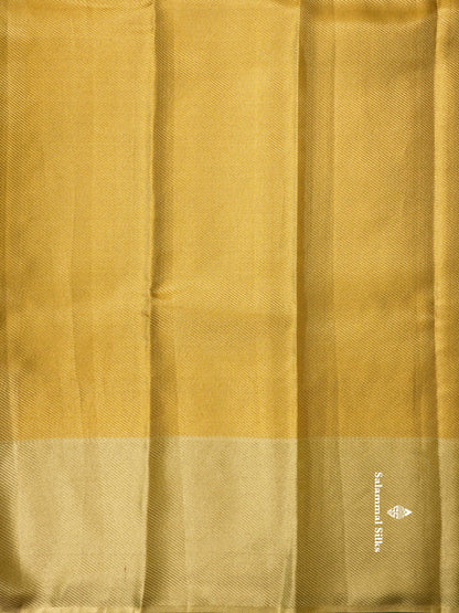 Gold Tissue Bridal Pure Kanjivaram Silk Saree With Contrast Cream Sandal Border