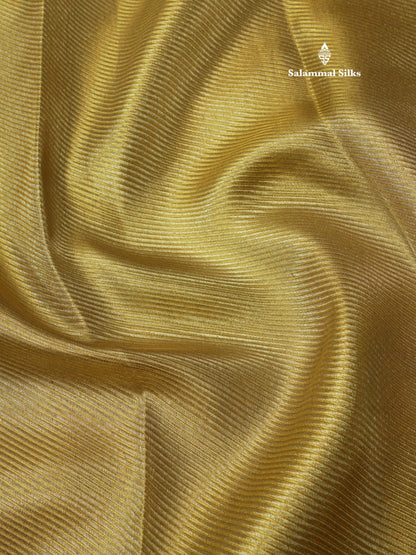 Gold Tissue Bridal Pure Kanjivaram Silk Saree With Contrast Cream Sandal Border
