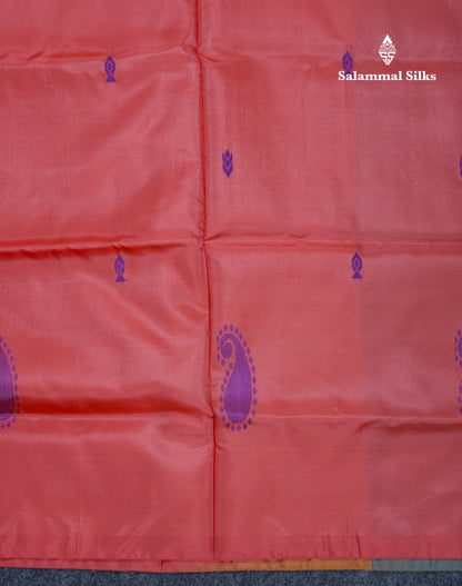 Pink Thread work Buttas Banana Pinth Saree (Vaazhainaar Pattu) With Contrast Violet Blouse