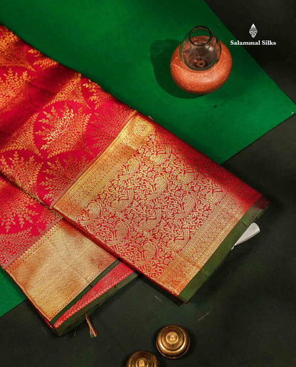 Beautiful Dual Tone Maroon Bridal Pure Kanjivaram Silk Saree With Traditional Evening Morning Border