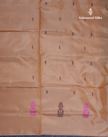 Dual Tone Violet Thread work Buttas Banana Pinth Saree (Vaazhainaar Pattu) With Contrast Sandal Blouse
