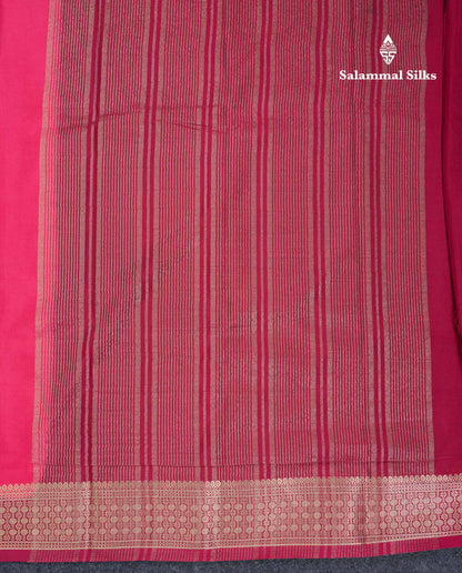 Beautiful Cream Sandal Plain Semi Mysore Silk Saree With Contrast Dark Maroon Traditional Border