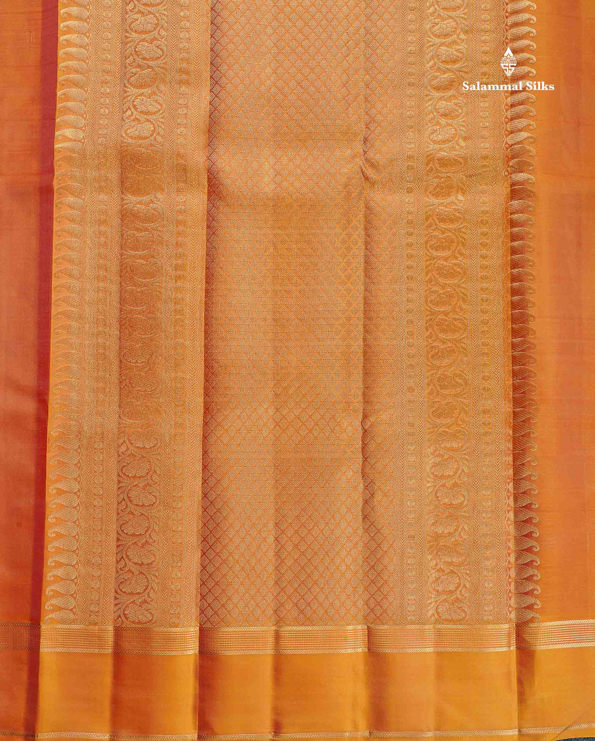 Pure Kanjivaram Silk Saree - Light Pink Colour Body Checks With Butta & Mustard Yellow Gap Border