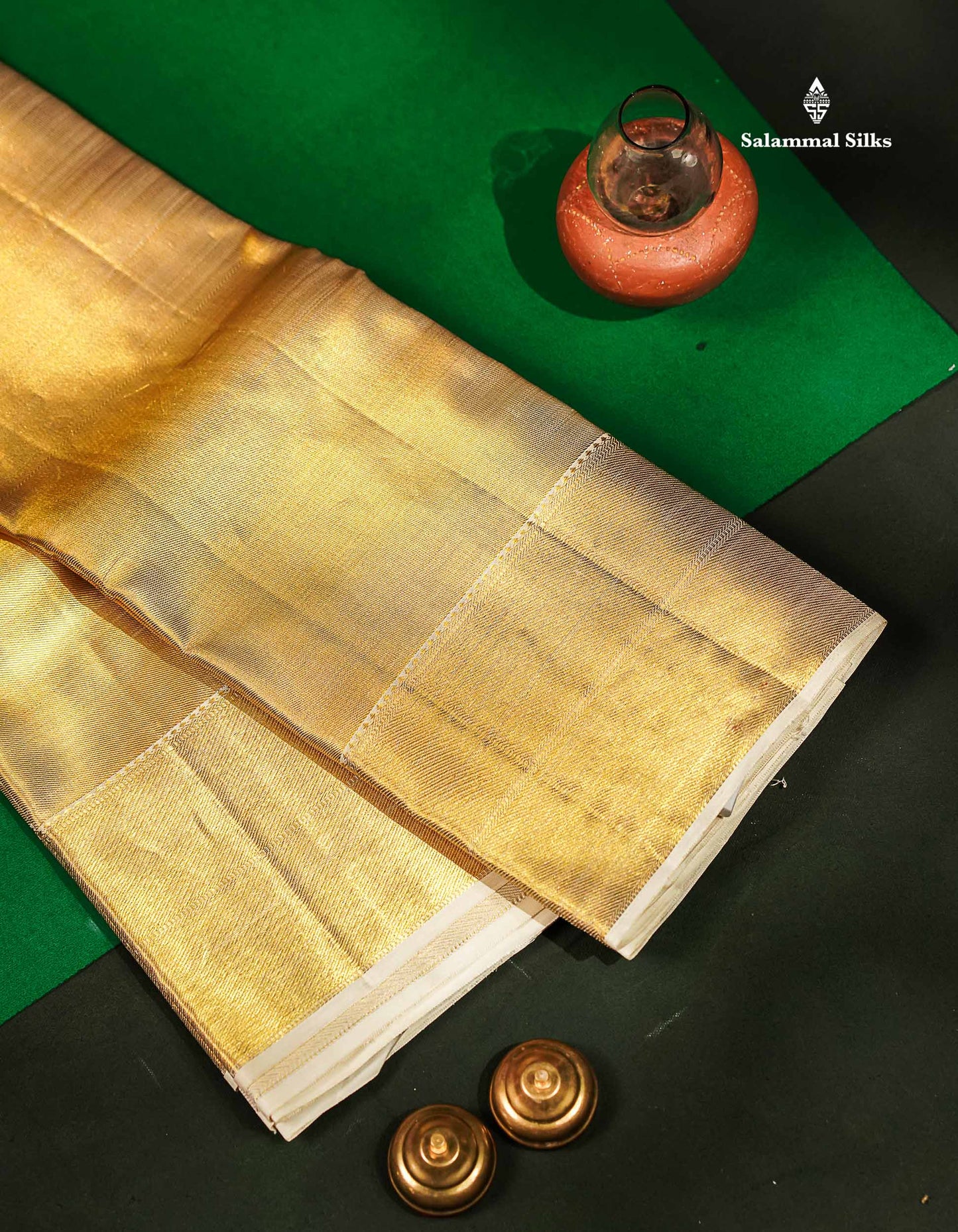 Beautiful Gold Tissue Plain Bridal Pure Kanjivaram Silk Saree With Traditional Border