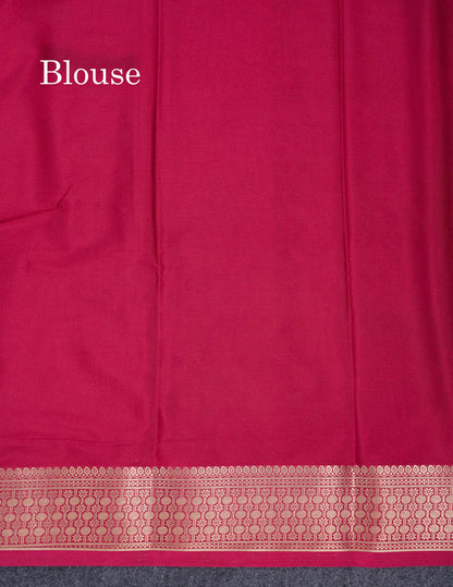Beautiful Cream Sandal Plain Semi Mysore Silk Saree With Contrast Dark Maroon Traditional Border