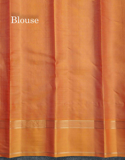 Pure Kanjivaram Silk Saree - Light Pink Colour Body Checks With Butta & Mustard Yellow Gap Border