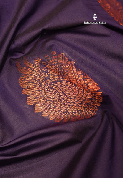 Navy Blue Colour Semi Silk Saree With Maroon Border