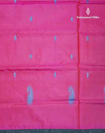 Pink Thread work Buttas Banana Pinth Saree (Vaazhainaar Pattu) With Contrast Violet Blouse