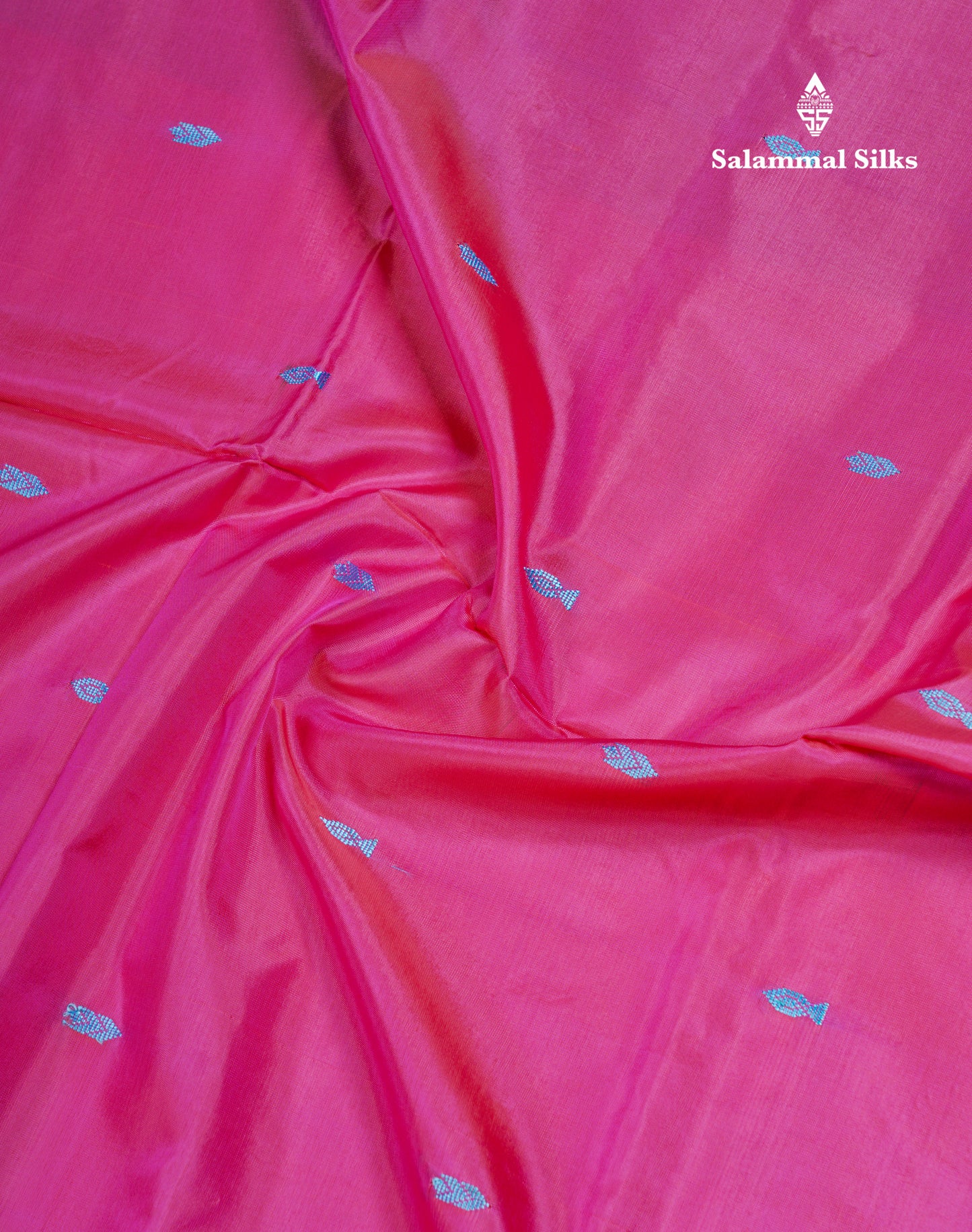 Pink Thread work Buttas Banana Pinth Saree (Vaazhainaar Pattu) With Contrast Violet Blouse