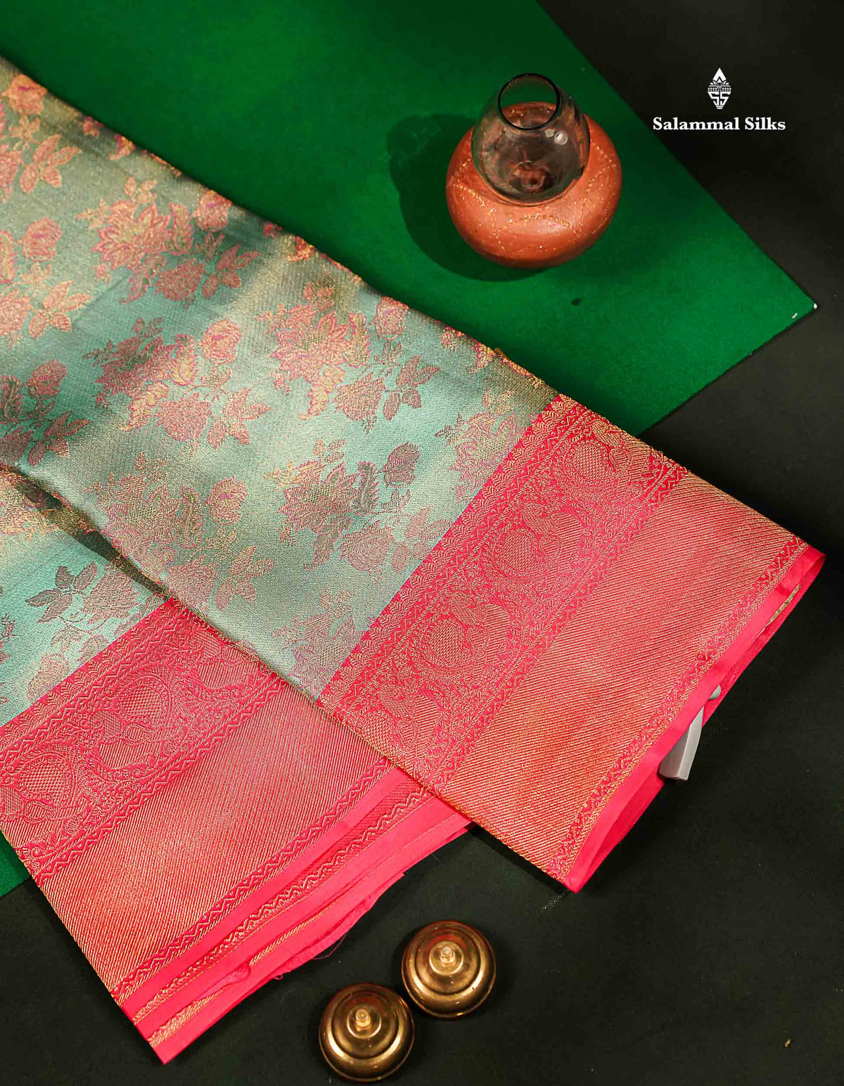 Beautiful Pastel Blue Bridal Pure Kanjivaram Silk Saree With Contrast Light Pink Traditional Border