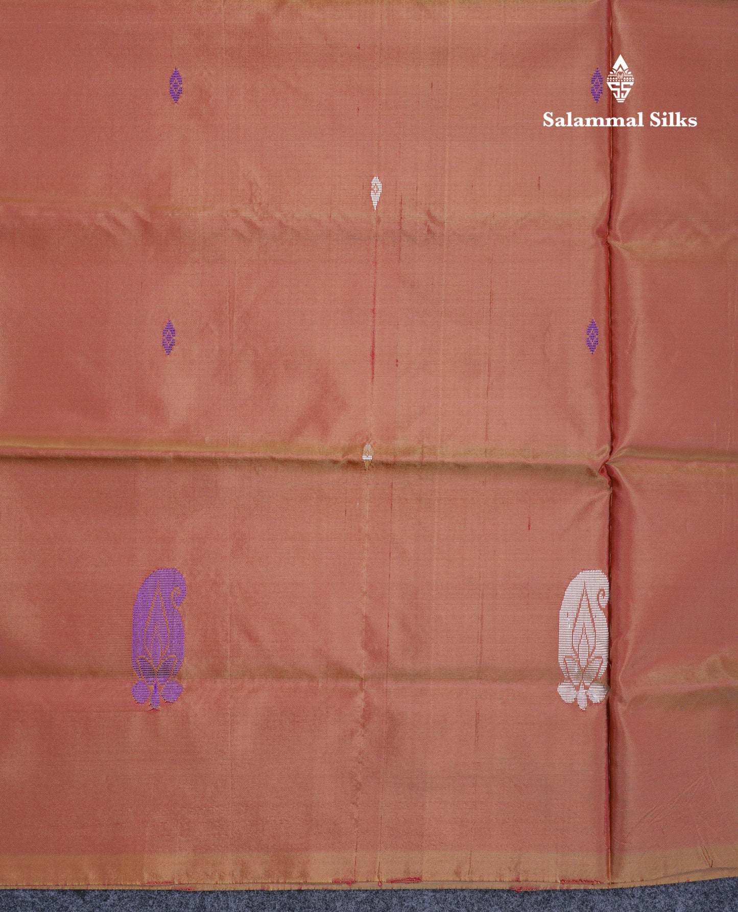 Brown Thread work Buttas Banana Pinth Saree (Vaazhainaar Pattu) With Contrast Ramar Blue Blouse
