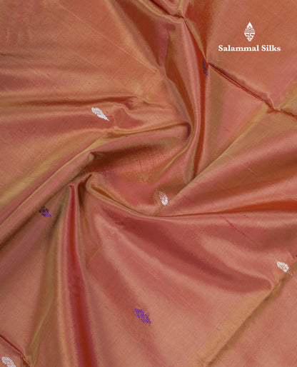 Brown Thread work Buttas Banana Pinth Saree (Vaazhainaar Pattu) With Contrast Ramar Blue Blouse