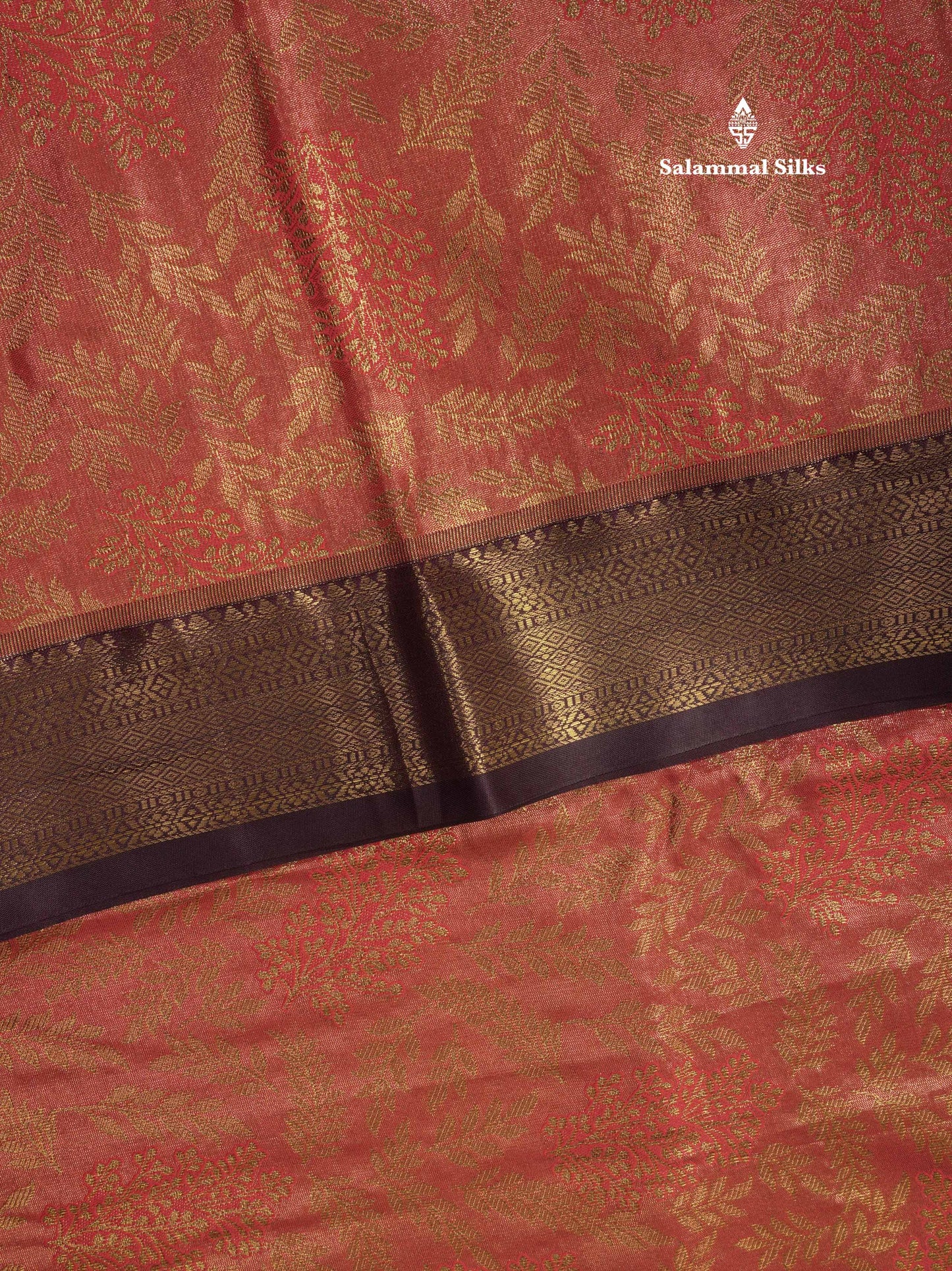Light Brown Tissue Bridal Semi Silk Saree With Contrast Purple Border