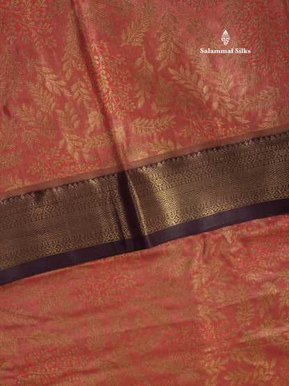 Light Brown Tissue Bridal Semi Silk Saree With Contrast Purple Border