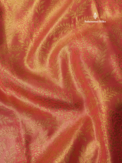 Light Brown Tissue Bridal Semi Silk Saree With Contrast Purple Border