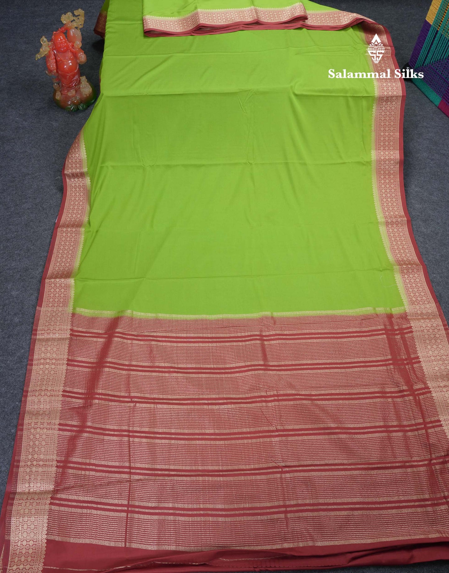 Beautiful Cream Sandal Plain Semi Mysore Silk Saree With Contrast Dark Maroon Traditional Border