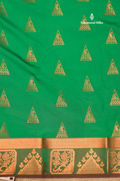 Green Colour Semi Silk Saree With Fancy Border