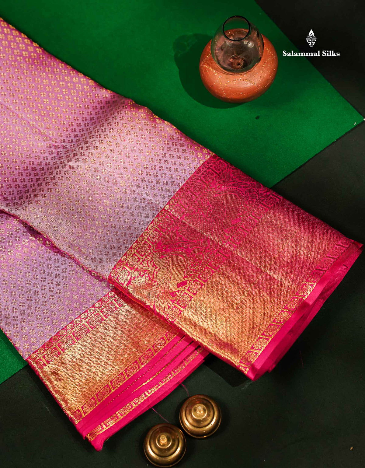 Beautiful Lavender Bridal Pure Kanjivaram Silk Saree With Contrast Pink Traditional Evening Morning Border