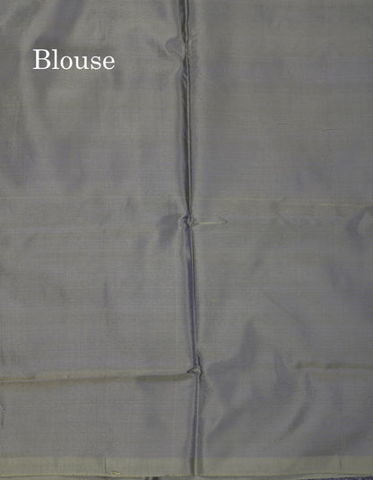 Peach Thread work Buttas Banana Pinth Saree (Vaazhainaar Pattu) With Contrast Grey Blouse
