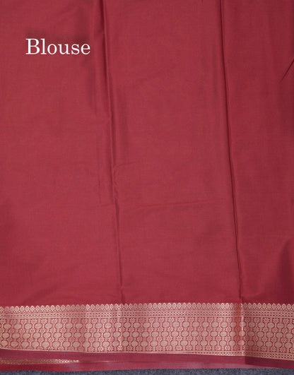 Beautiful Cream Sandal Plain Semi Mysore Silk Saree With Contrast Dark Maroon Traditional Border