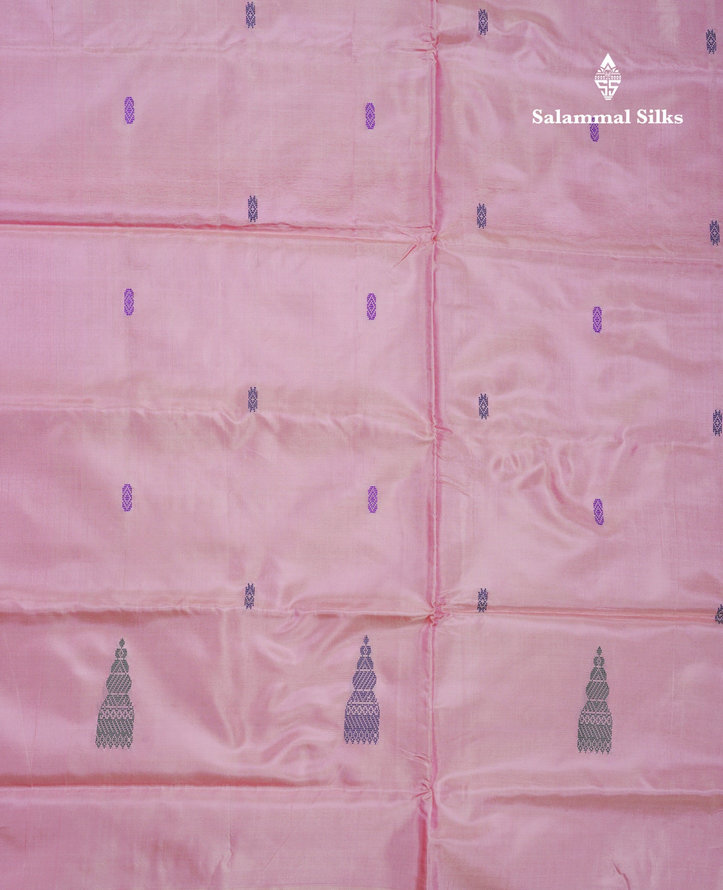 Pastel Blue Thread work Buttas Banana Pinth Saree (Vaazhainaar Pattu) With Contrast Baby Pink Blouse