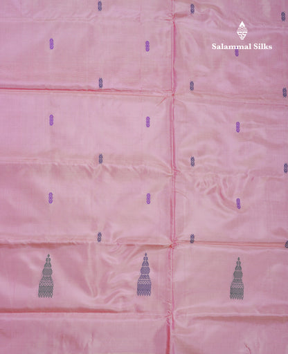 Pastel Blue Thread work Buttas Banana Pinth Saree (Vaazhainaar Pattu) With Contrast Baby Pink Blouse