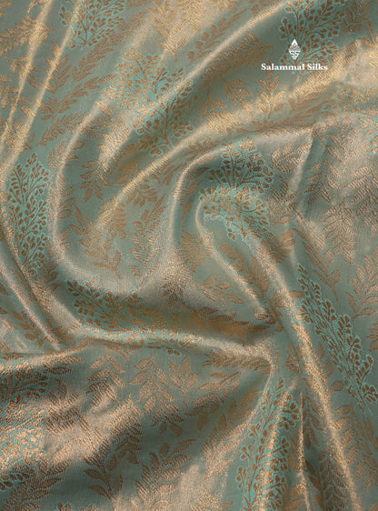 Light Brown Tissue Bridal Semi Silk Saree With Contrast Purple Border