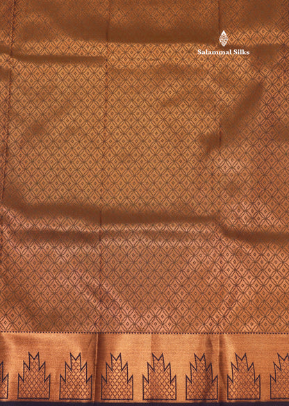 Olive Green Colour Semi Silk Saree With Copper Zari Border