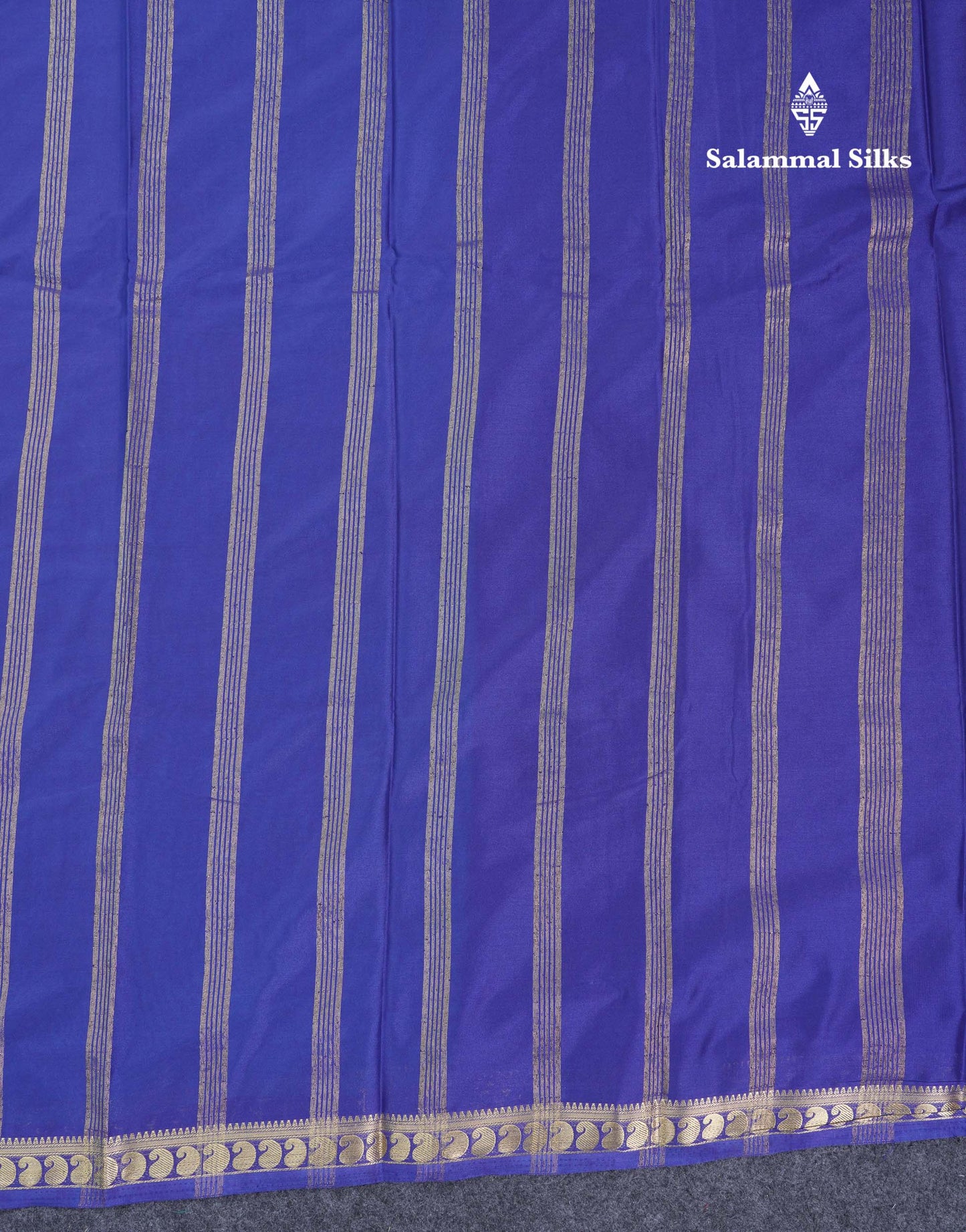 Beautiful Light Ramar Blue Plain Semi Mysore Silk Saree With Contrast Navy Blue Traditional Small Border