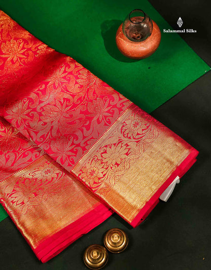 Beautiful Rani Pink Bridal Pure Kanjivaram Silk Saree With Traditional Border