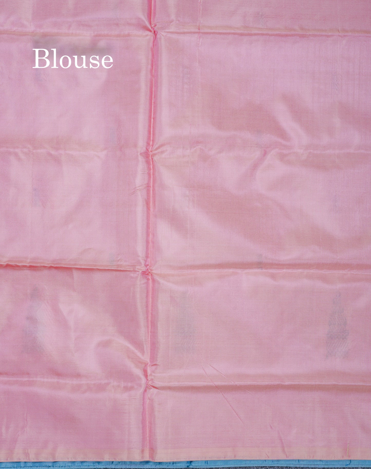 Pastel Blue Thread work Buttas Banana Pinth Saree (Vaazhainaar Pattu) With Contrast Baby Pink Blouse