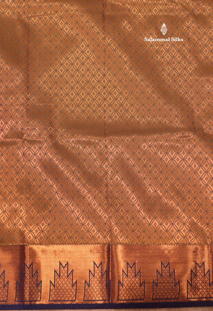 Olive Green Colour Semi Silk Saree With Copper Zari Border