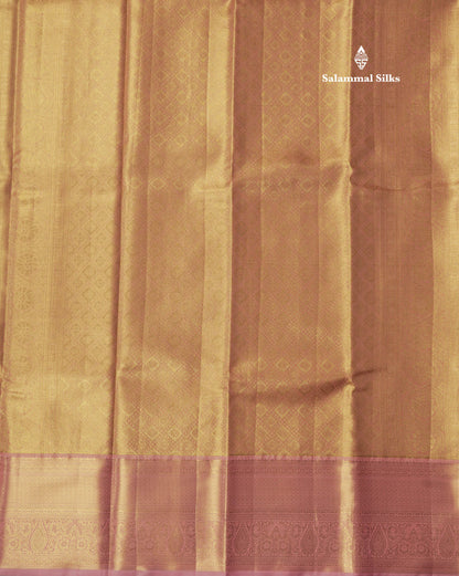 Brown Tissue Bridal Semi Silk Saree With Contrast Baby Pink Border