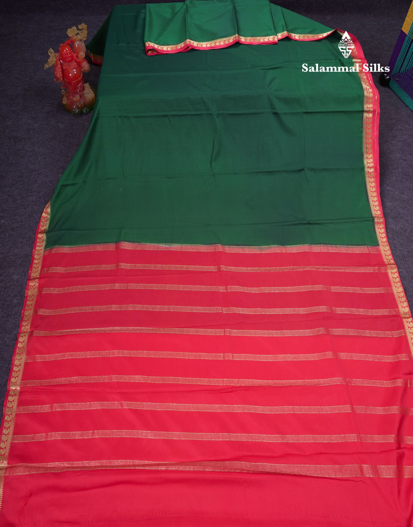Beautiful Light Ramar Blue Plain Semi Mysore Silk Saree With Contrast Navy Blue Traditional Small Border