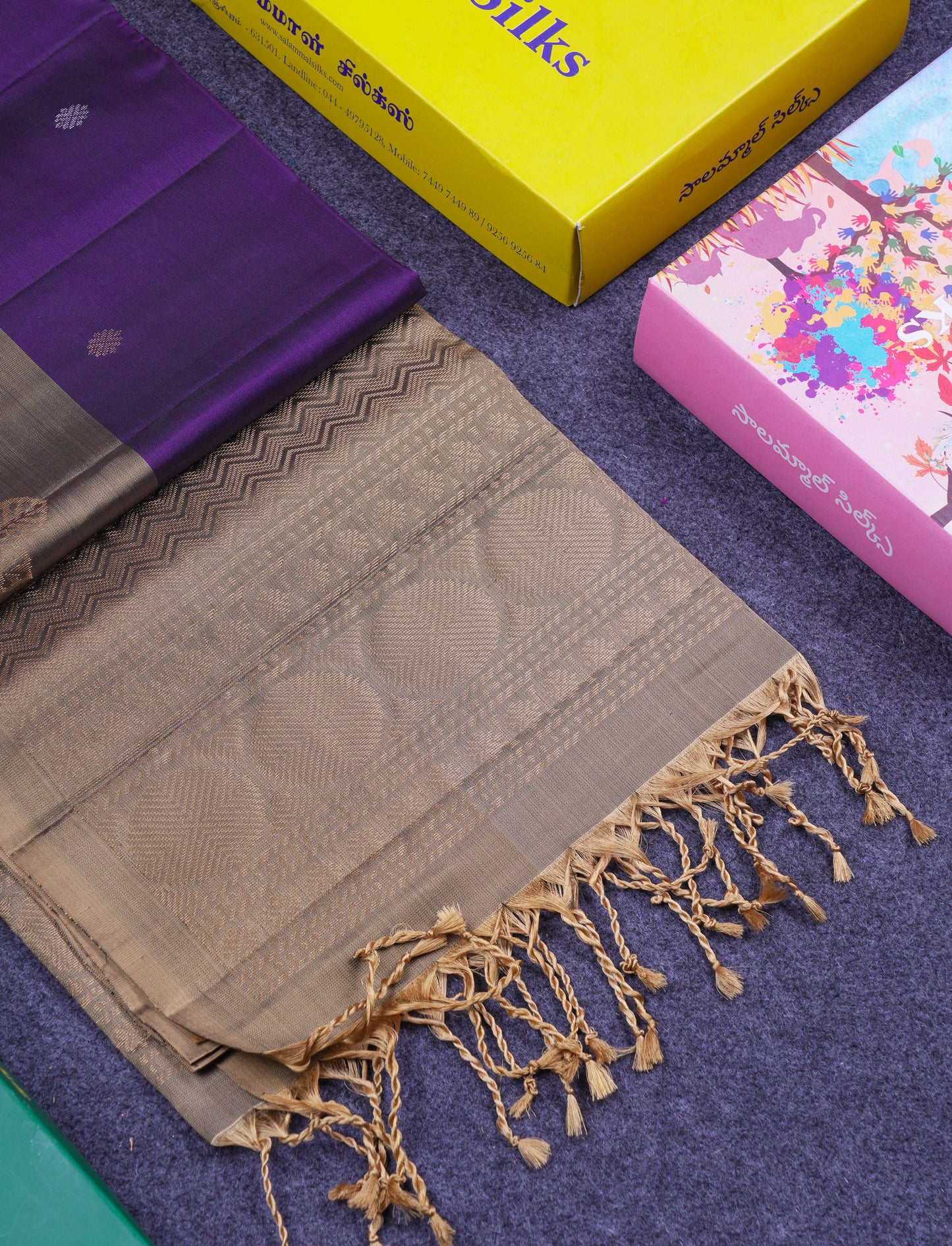 Beautiful Dual Tone Peacock Blue PureMix Kanjivaram Soft Silk Saree With Contrast Light Violet Blouse