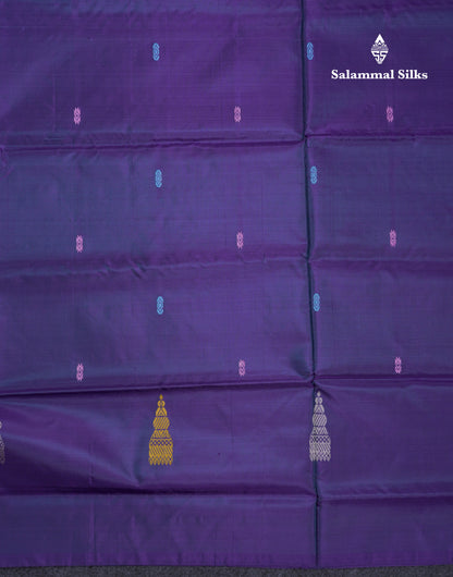 Pastel Blue Thread work Buttas Banana Pinth Saree (Vaazhainaar Pattu) With Contrast Baby Pink Blouse
